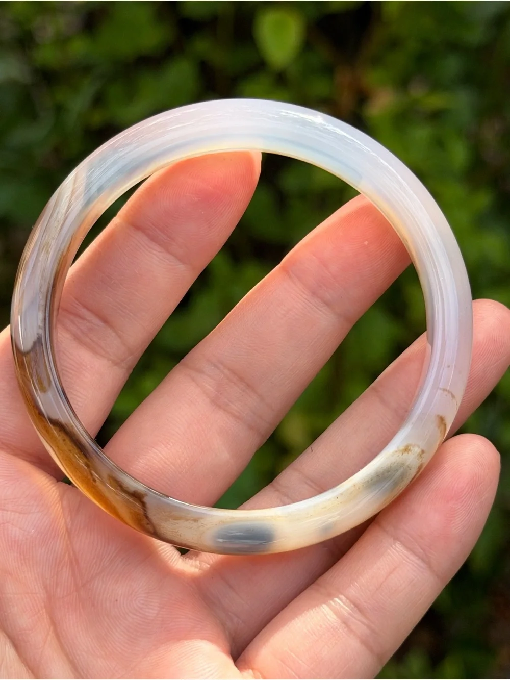 59mm Inner Diameter Translucent Agate Bangle in Brown and Cream 1742